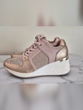 ALDO Pink and Gold Women's Lace-Up Sneakers